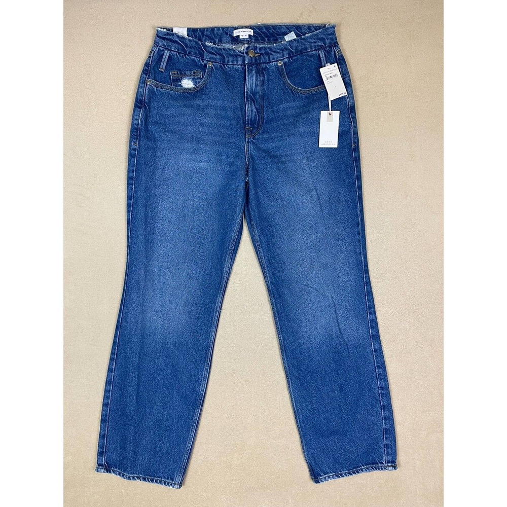 Good American Jeans Adult 12/31‎ Blue Good 90's Relaxed Fit High Rise Womens NWT